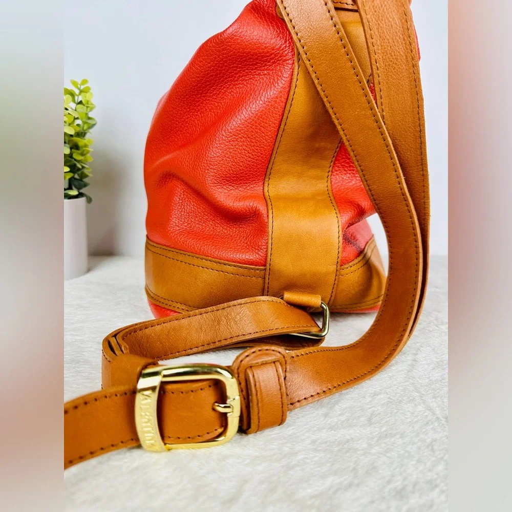 RARE Vintage Valentina Coral Convertible Bucket Bag Leather